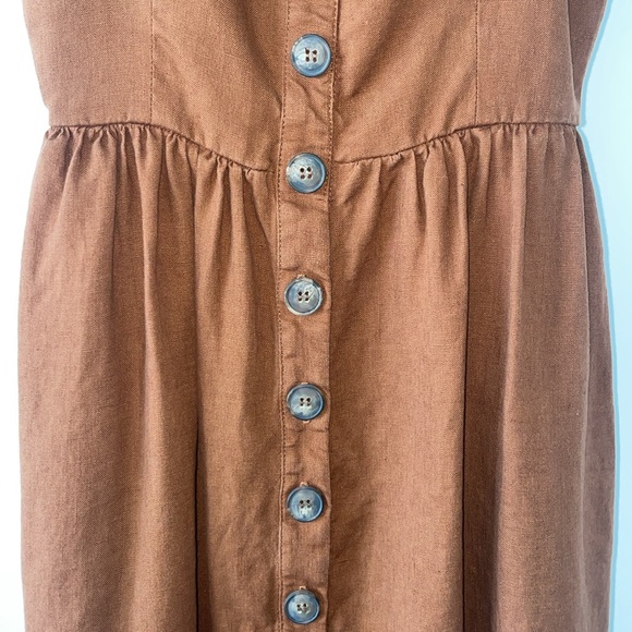 Reformation Thelma midi dress in brown linen size 2 - Picture 3 of 14